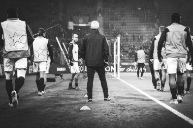 KHARKIV, UKRAINE - December 11, 2019: Training session Atalanta Football players during the UEFA Champions League match between Shakhtar vs Atalanta Calcio BC (Italy), Ukraine