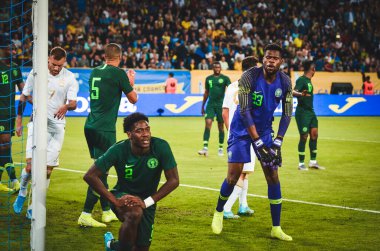 DNIPRO, UKRAINE - September 10, 2019: Andrii Lunin player during the friendly match between national team Ukraine against Nigeria national team, Ukraine
