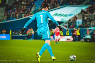 SAINT-PETERSBURG, RUSSIA - November 16, 2019: Thibaut Courtois player during UEFA EURO 2020 qualifying match between national team Russia against Belgium national team, Russia