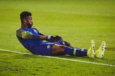 DNIPRO, UKRAINE - September 10, 2019: Football player during the friendly match between national team Ukraine against Nigeria national team, Ukraine