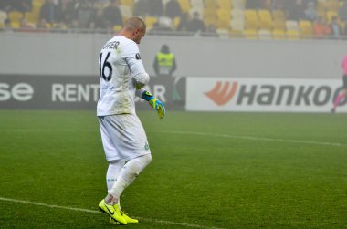 LVIV, UKRAINE - November 07, 2019:  Stephane Ruffier player during the UEFA Europa League match between Alexandria (Ukraine) vs AS Saint Etienne (France), Ukraine