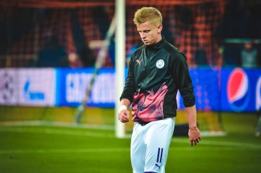 KHARKIV, UKRAINE - September 18, 2019: Oleksandr Zinchenko player during the UEFA Champions League match between Shakhtar Donetsk vs Manchester City (England), Ukraine