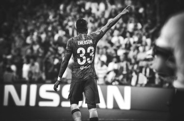 Istanbul, Turkey - August 14, 2019: Emerson celebrate goal scored during the UEFA Super Cup Finals match between Liverpool and Chelsea at Vodafone Park in Vodafone Arena, Turkey