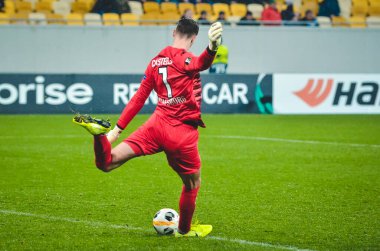 Lviv, Ukrayna - 28 Kasım 2019: Uefa Avrupa Ligi (Ukrayna) - Wolfsburg (Almanya), Ukrayna