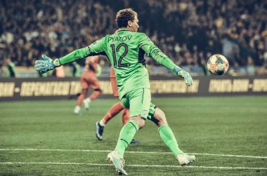 Kyiv, Ukrayna - 14 Ekim 2019: Uefa Euro 2020 ön eleme karşılaşmasında Ukrayna milli takımı Ukrayna ile Ukrayna milli takımı arasında oynanan karşılaşma