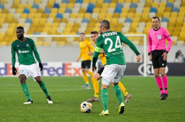 LVIV, UKRAINE - November 07, 2019: Loic Perrin player during the UEFA Europa League match between Alexandria (Ukraine) vs AS Saint Etienne (France), Ukraine