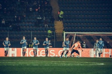 KHARKIV, UKRAINE - December 11, 2019: Atalanta  player during the UEFA Champions League match between Shakhtar vs Atalanta Bergamasca Calcio BC (Italy), Ukraine