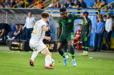 DNIPRO, UKRAINE - September 10, 2019: Moses Simon player during the friendly match between national team Ukraine against Nigeria national team, Ukraine
