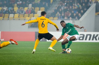 LVIV, UKRAINE - November 07, 2019: Zaydou Youssouf player during the UEFA Europa League match between Alexandria (Ukraine) vs AS Saint Etienne (France), Ukraine