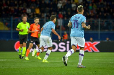 KHARKIV, UKRAINE - September 18, 2019: Nicolas Otamendi player during the UEFA Champions League match between Shakhtar Donetsk vs Manchester City (England), Ukraine