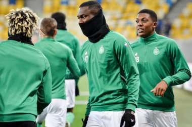 LVIV, UKRAINE - November 07, 2019: Jean-Eudes Aholou player during the UEFA Europa League match between Alexandria (Ukraine) vs AS Saint Etienne (France), Ukraine