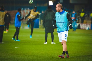 KHARKIV, UKRAINE - December 11, 2019: Andrea Masiello players during the UEFA Champions League match between Shakhtar vs Atalanta Bergamasca Calcio BC (Italy), Ukraine