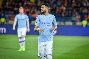 KHARKIV, UKRAINE - September 18, 2019: Riyad Mahrez during the UEFA Champions League match between Shakhtar Donetsk vs Manchester City (England), Ukraine