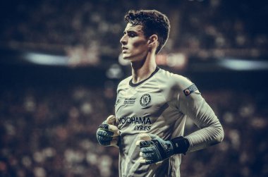Istanbul, Turkey - August 14, 2019: Kepa Arrizabalaga  player during the UEFA Super Cup Finals match between Liverpool and Chelsea at Vodafone Park in Vodafone Arena, Turkey