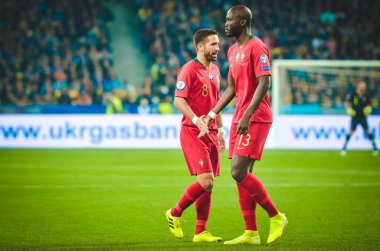 Kyiv, Ukrayna - 14 Ekim 2019: Uefa Euro 2020 ön eleme karşılaşmasında Ukrayna milli takımı Ukrayna ile Ukrayna milli takımı arasında oynanan karşılaşmada Danilo Pereira oyuncusu