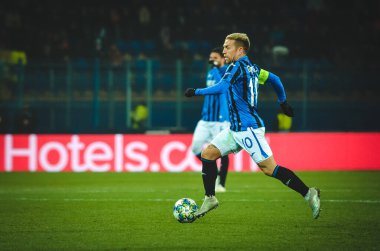 KHARKIV, UKRAINE - December 11, 2019: Papu Gomez player during the UEFA Champions League match between Shakhtar vs Atalanta Bergamasca Calcio BC (Italy), Ukraine