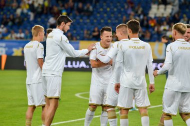 DNIPRO, UKRAINE - September 10, 2019: Ukraine national team training session during the friendly match between national team Ukraine against Nigeria, Ukraine
