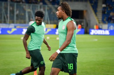 DNIPRO, UKRAINE - September 10, 2019: Alex Iwobi player during the friendly match between national team Ukraine against Nigeria national team, Ukraine