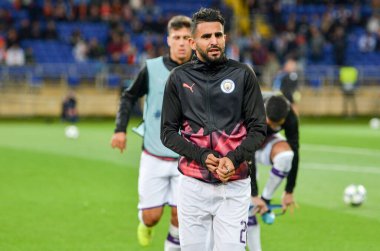 KHARKIV, UKRAINE - September 18, 2019: Riyad Mahrez player during the UEFA Champions League match between Shakhtar Donetsk vs Manchester City (England), Ukraine