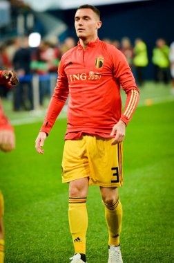 SAINT-PETERSBURG, RUSSIA - November 16, 2019: Thomas Vermaelen and  Belgium national football team training session during UEFA EURO 2020 qualifying match between Russia against Belgium, Russia