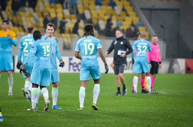 Lviv, Ukrayna - 28 Kasım 2019: Alexandria (Ukrayna) ile Wolfsburg (Almanya), Ukrayna arasındaki Uefa Avrupa Ligi karşılaşmasında kazandığı zaferden sonra Wolfsburg oyuncusu