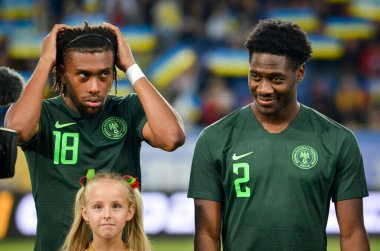 DNIPRO, UKRAINE - September 10, 2019: Alex Iwobi player during the friendly match between national team Ukraine against Nigeria national team, Ukraine