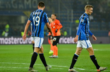 KHARKIV, UKRAINE - December 11, 2019: Berat Djimsiti player during the UEFA Champions League match between Shakhtar vs Atalanta Bergamasca Calcio BC (Italy), Ukraine