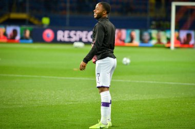 KHARKIV, UKRAINE - September 18, 2019:  Raheem Sterling player during the UEFA Champions League match between Shakhtar Donetsk vs Manchester City (England), Ukraine