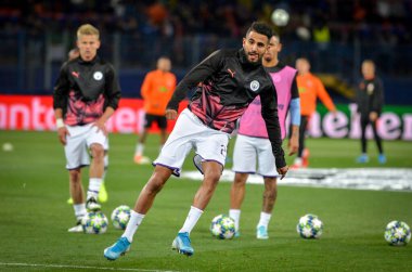KHARKIV, UKRAINE - September 18, 2019: Riyad Mahrez player during the UEFA Champions League match between Shakhtar Donetsk vs Manchester City (England), Ukraine