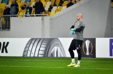 LVIV, UKRAINE - November 07, 2019: Stephane Ruffier during the UEFA Europa League match between Alexandria (Ukraine) vs AS Saint Etienne (France), Ukraine