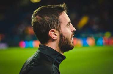 KHARKIV, UKRAINE - September 18, 2019: Bernardo Silva player during the UEFA Champions League match between Shakhtar Donetsk vs Manchester City (England), Ukraine