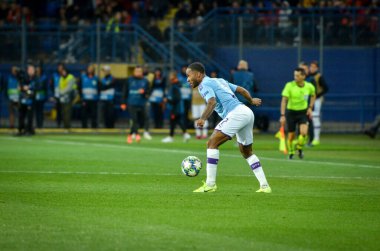KHARKIV, UKRAINE - September 18, 2019: Raheem Sterling during the UEFA Champions League match between Shakhtar Donetsk vs Manchester City (England), Ukraine