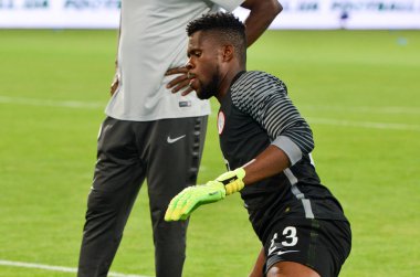 DNIPRO, UKRAINE - September 10, 2019: Francis Uzoho player during the friendly match between national team Ukraine against Nigeria national team, Ukraine
