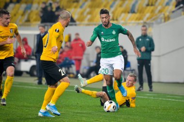 LVIV, UKRAINE - November 07, 2019: Denis Bouanga player during the UEFA Europa League match between Alexandria (Ukraine) vs AS Saint Etienne (France), Ukraine