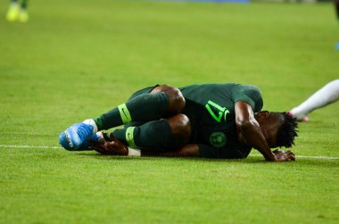 DNIPRO, UKRAINE - September 10, 2019: Samuel Kalu player during the friendly match between national team Ukraine against Nigeria national team, Ukraine