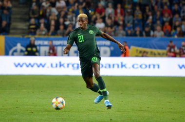 DNIPRO, UKRAINE - September 10, 2019: Victor Osimhen player during the friendly match between national team Ukraine against Nigeria national team, Ukraine