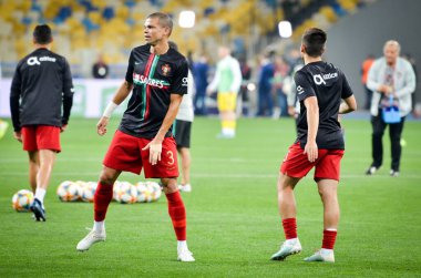 Kyiv, Ukrayna - 14 Ekim 2019: Uefa Euro 2020 ön eleme maçında Ukrayna milli takımı Ukrayna milli takımı Ukrayna ile oynanan karşılaşmada Pepe oyuncusu