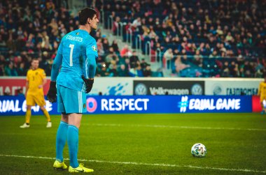 SAINT-PETERSBURG, RUSSIA - November 16, 2019: Thibaut Courtois player during UEFA EURO 2020 qualifying match between national team Russia against Belgium national team, Russia