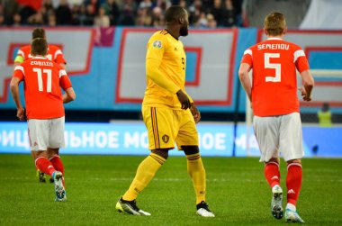 SAINT-PETERSBURG, RUSSIA - November 16, 2019: Romelu Lukaku player during UEFA EURO 2020 qualifying match between national team Russia against Belgium national team, Russia