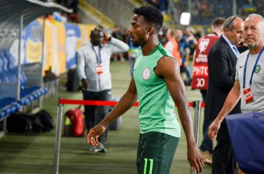 DNIPRO, UKRAINE - September 10, 2019: Emmanuel Dennis player during the friendly match between national team Ukraine against Nigeria national team, Ukraine