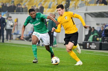 LVIV, UKRAINE - November 07, 2019:  Mathieu Debuchy player during the UEFA Europa League match between Alexandria (Ukraine) vs AS Saint Etienne (France), Ukraine