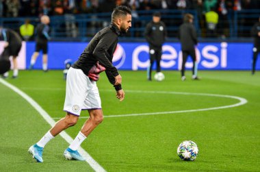 KHARKIV, UKRAINE - September 18, 2019: Football player during the UEFA Champions League match between Shakhtar Donetsk vs Manchester City (England), Ukraine