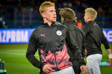 KHARKIV, UKRAINE - September 18, 2019: Kevin De Bruyne player during the UEFA Champions League match between Shakhtar Donetsk vs Manchester City (England), Ukraine