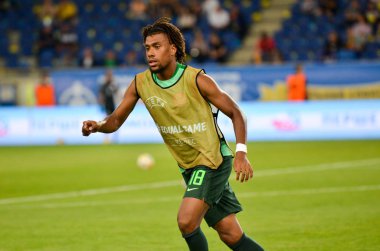 DNIPRO, UKRAINE - September 10, 2019: Alex Iwobi player during the friendly match between national team Ukraine against Nigeria national team, Ukraine