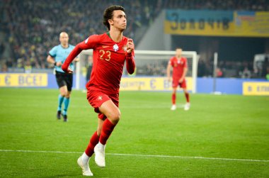 Kyiv, Ukrayna - 14 Ekim 2019: Uefa Euro 2020 ön eleme maçında Joao Felix oyuncusu Ukrayna milli takımı Ukrayna milli takımı Ukrayna 'ya karşı