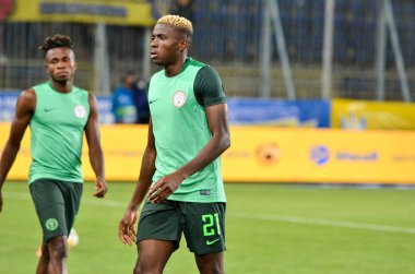 DNIPRO, UKRAINE - September 10, 2019: Victor Osimhen player during the friendly match between national team Ukraine against Nigeria national team, Ukraine