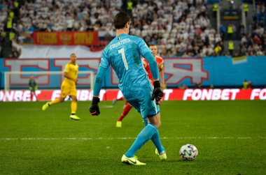 SAINT-PETERSBURG, RUSSIA - November 16, 2019: Thibaut Courtois player during UEFA EURO 2020 qualifying match between national team Russia against Belgium national team, Russia