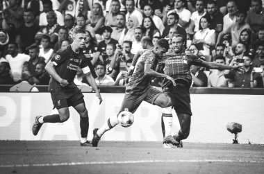 Istanbul, Turkey - August 14, 2019: Emerson player during the UEFA Super Cup Finals match between Liverpool and Chelsea at Vodafone Park in Vodafone Arena, Turkey