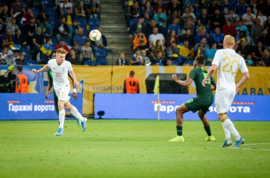 DNIPRO, UKRAINE - September 10, 2019: Football player during the friendly match between national team Ukraine against Nigeria national team, Ukraine