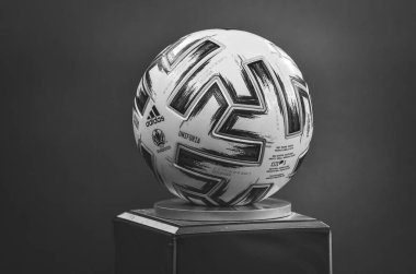 SAINT-PETERSBURG, RUSSIA - November 16, 2019: Euro 2020 Official qualifying Ball before UEFA EURO 2020 qualifying match between national team Russia against Belgium national team, Russia